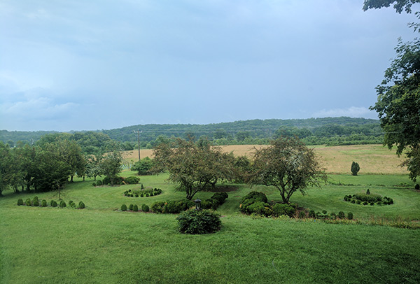 Pastoral views from the back porch of the manor house